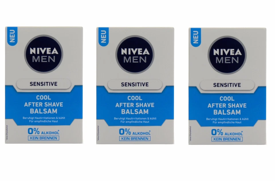 3x 100ml Nivea MEN Sensitive Cool After Shave Balsam 0% Alkohol