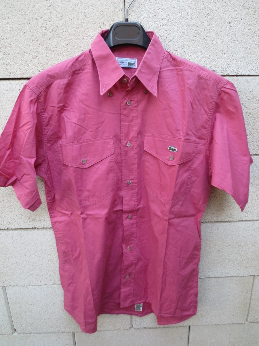 Chemise LACOSTE Devanlay rose 2 poches 38 manches courtes
