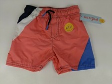 Toddler Swim Trunks Size 2T - CORAL - Easy ON/OFF Drawstring - UPF 50 UV Protect