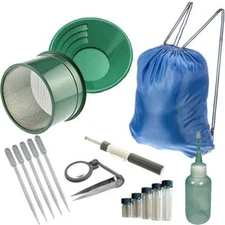   12"  Green Gold Pans Panning Kit with Sniffer & Vial & More