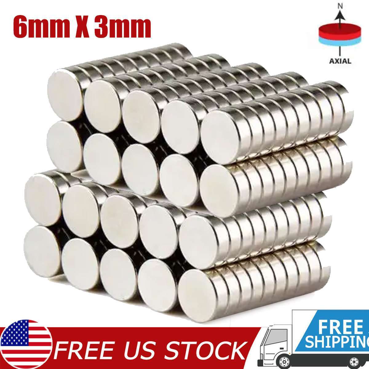 200PCS N50 Neodymium Magnets – 1/8x1/4 Inch Cylinder Magnets, 3x6mm, Nickel Coated