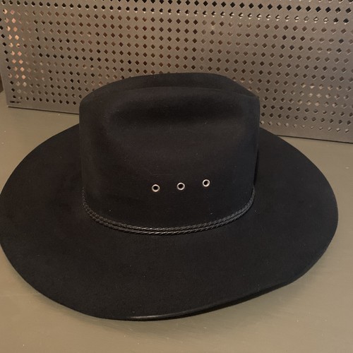 STETSON BLACK FELT COWBOY HAT Vtg 