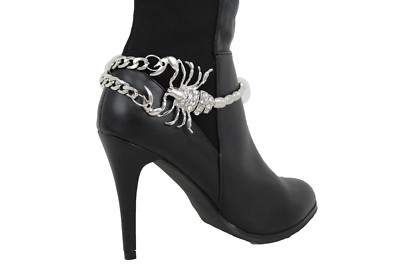 Women Boot Metal Chain Long Silver Bracelet Shoe Anklet Bling African Charm SET s-l1200.jpg main image 4