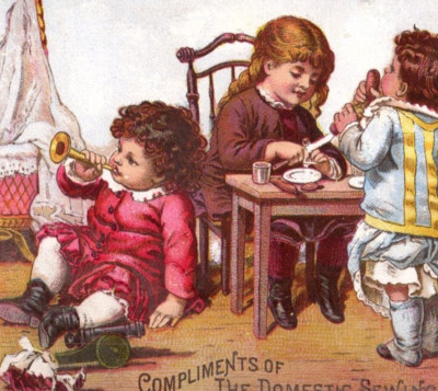 1880s Domestic Sewing Machine Children At Play Toys Fab! P167
