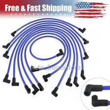 9PCS Racing Spark Plug Wires 10.5mm For Chevy 350 SBC BBC V8 Ignition Wires Blue