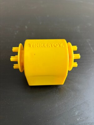 Vintage Tinkertoy Friction Motor Spinning Yellow Tinker Toy Building Part Piece