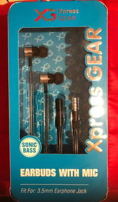 XPRESS GEAR WIRED EARBUDS w/ MIC & Sonic Bass Samsung iPhone iPod iPad