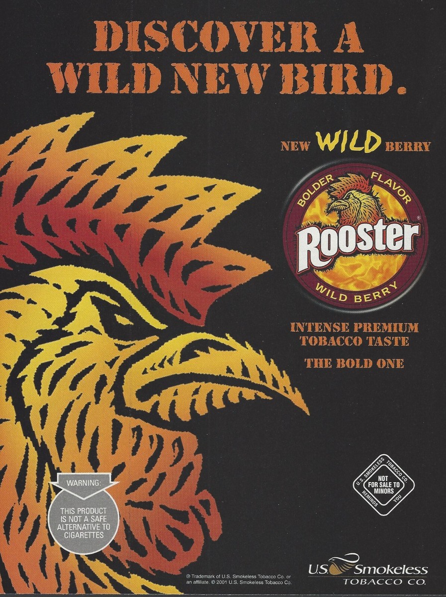 2001 Rooster Tobacco Wild Berry Dip Chew Smokeless vtg Print Ad  Advertisement