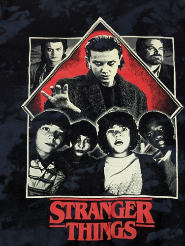 Netflix Stranger Things Felpa Uomo Manica Lunga Media Blu Nero Tie-dye - Foto 2 di 8