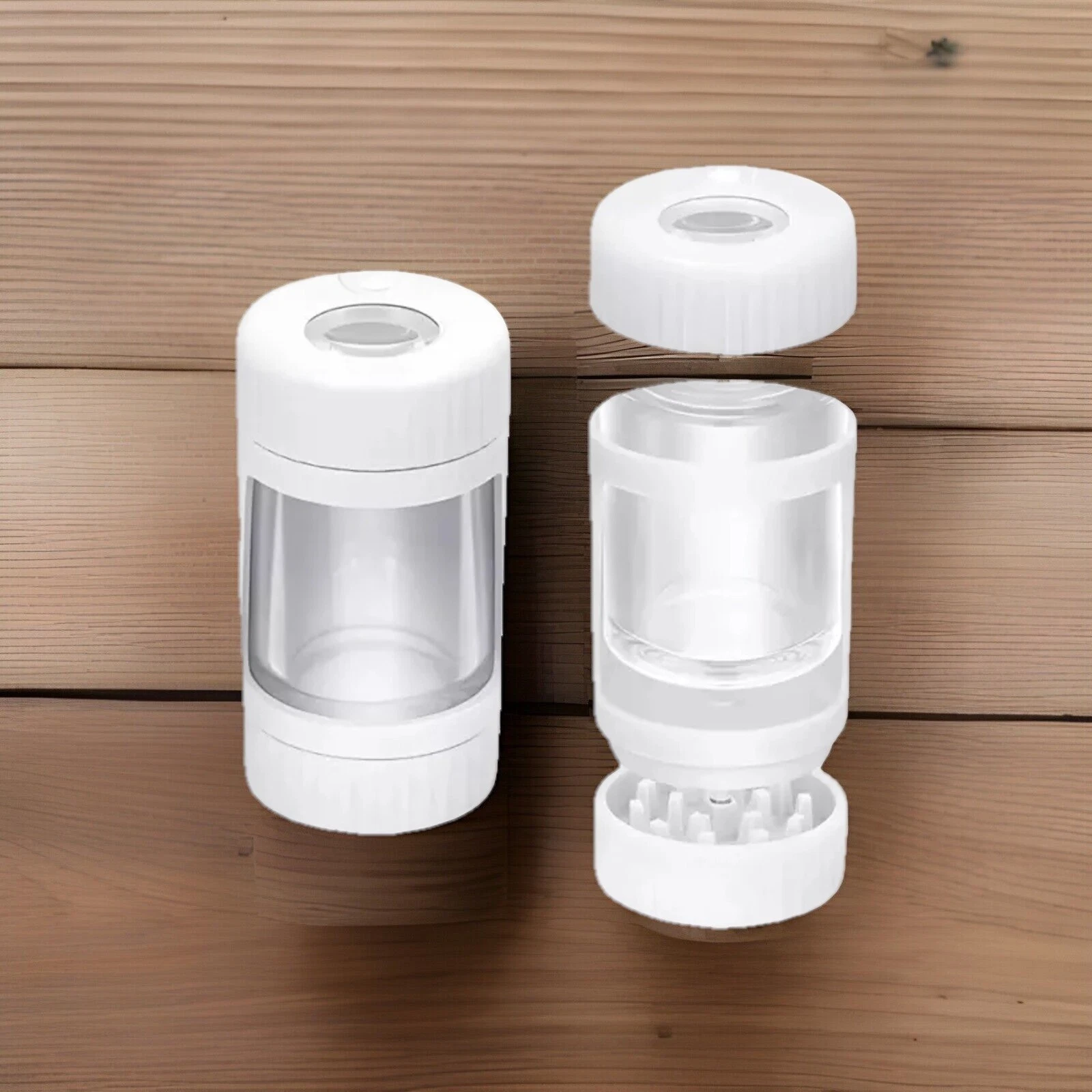 4 in 1 Stash Jar, Magnifying LED Lid, Grinder, One Hitter, Large 110 ML