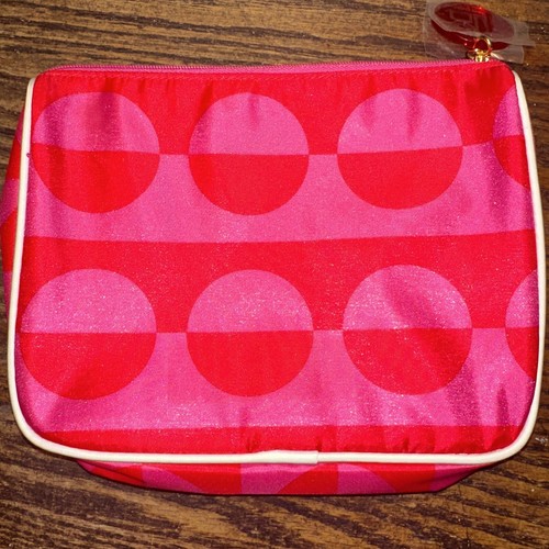 NEW Estee Lauder Lisa Perry Retro Make Up Bag Red Pink Dots Cosmetic - Picture 3 of 6