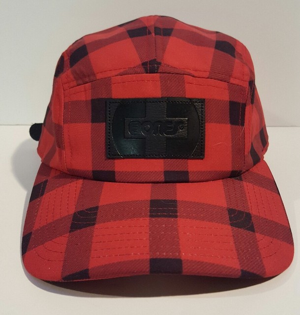 BONES BEARINGS Cap Leather Adjustable Red & Black Plaid Unisex
