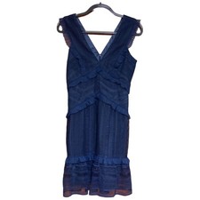 BARDOT Kristen Lace Sheath Dress Navy Size 6 Cocktail Ruffle Sleeveless