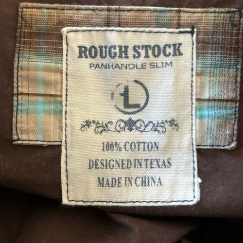 Roughstock Mens Shirt Large Brown Green Panhandle Slim Western Pearl Snap - Picture 2 of 5