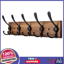 Kuhome Coat Rack Wall Mount Wooden Hat Rack for Wall Hooks Pine Real Wood Plank