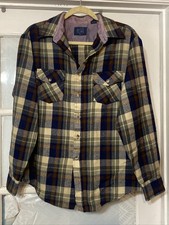 Men  s Sears 80  s Flannel Plaid Work Shirt Large