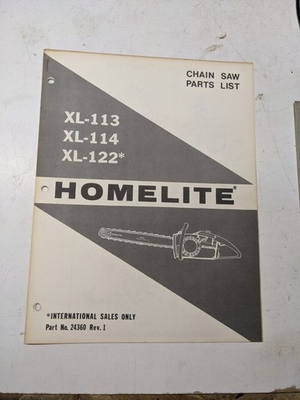 #ad HOMELITE PARTS LIST BOOK CATALOG MANUAL CHAIN SAWS XL 113 114 122 24360 REV 1 $5.00