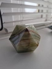 Onyx Stone Paperweight, Polygonal with 14 Sides
