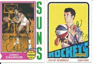 CORKY CALHOUN SUNS & DAVE ROBISCH ROCKETS IN PERSON SIGNED TOPPS CARDS LOT