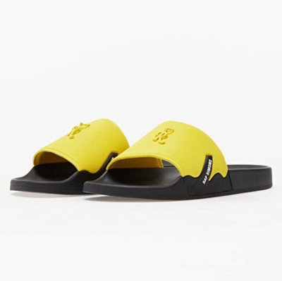 RAF SIMONS  Astra  Black Yellow Embossed-Logo Sliders
