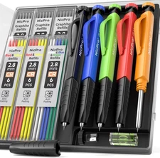 Nicpro 5 Pack Mechanical Carpenter Pencil Set with Sharpener 5 PACK, 5 colors 
