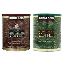 Kirkland Signature 100 Colombian Coffee and Dark Rost Fine Grind Decaf Arabica