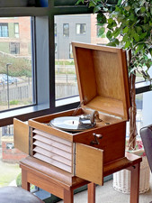 Antique KARNA Oak Cabinet Gramophone c1920 Wind Up Record Player Working #226