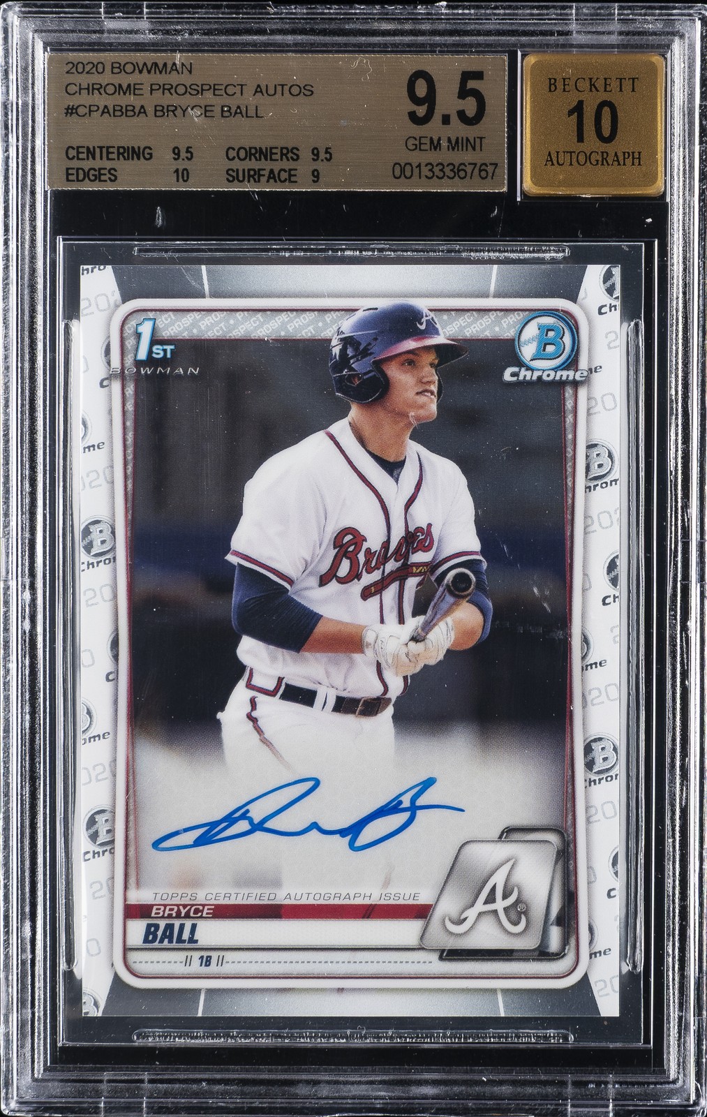 2020 BOWMAN BOWMAN CHROME PROSPECT AUTO BRYCE BALL BGS 9.5