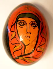 ✅RUSSIAN SOVIET EGG LACQUER OIL PAINTING CHRISTIANITY ICON GOD MOTHER MARY JESUS