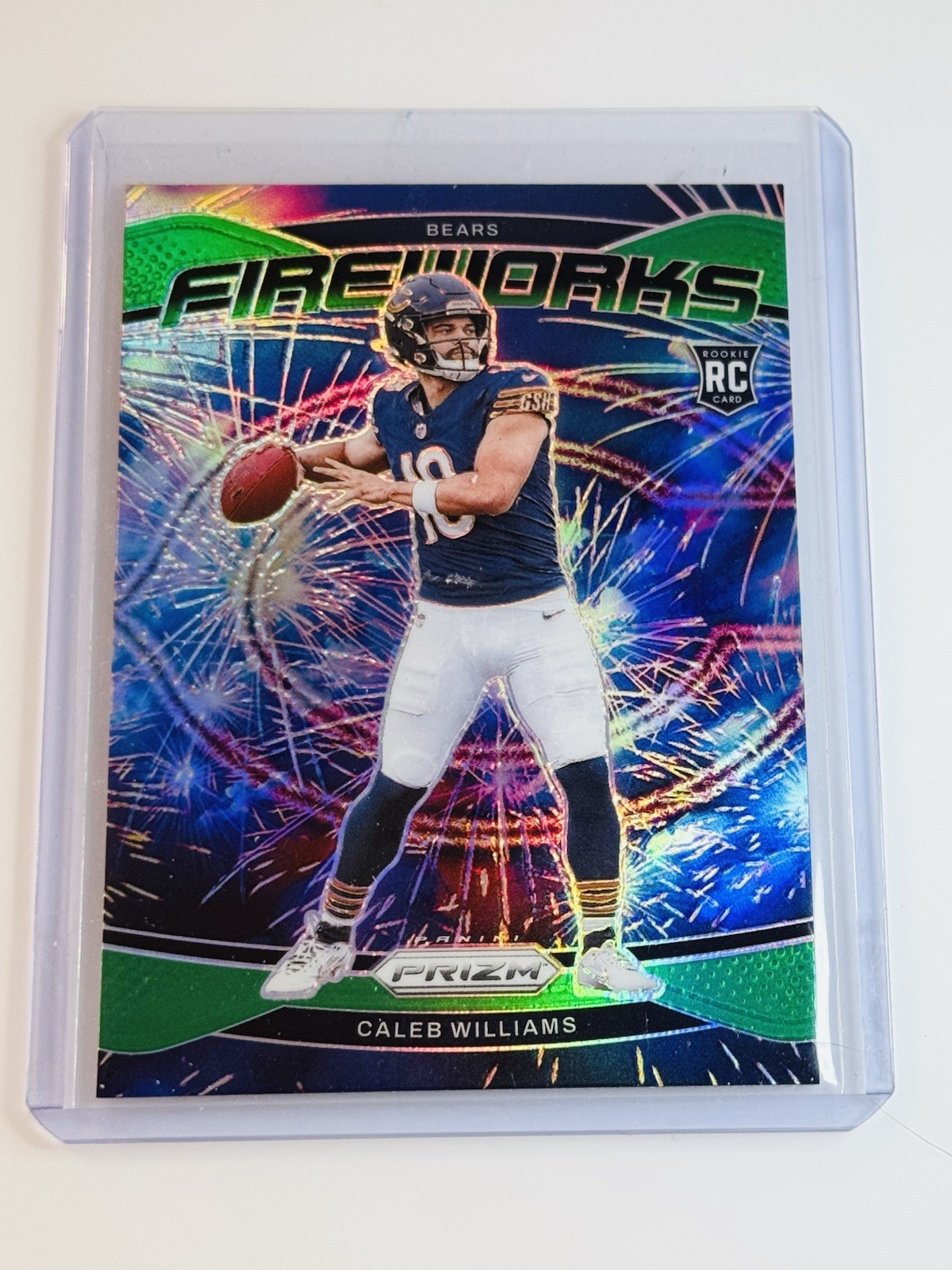 2024 Panini Prizm - Fireworks Caleb Williams #25 Green Wave Prizm (RC)