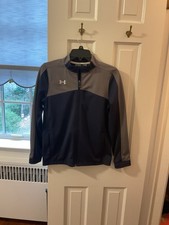 Boys Under Armour Lightweight Jacket, NWOT, Size YLG, Two Tone Blue And Gray