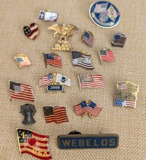 Lot of 19 Vintage American Flag Patriotic Lapel Collar Collectable Enamel Pins 
