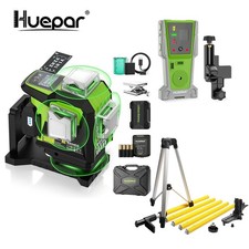 Huepar 16 Lines Self Leveling Laser Level Adjustable Brightness+Receiver+​Tripod