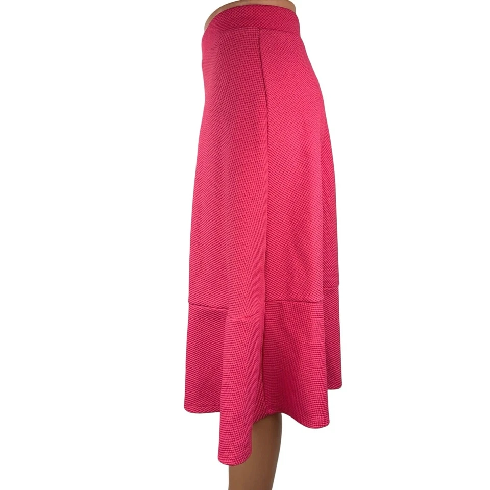 H&M Pink Textured Knit High Waist Elastic Pull On Midi A-Line Skirt Size XS - Image 2 of 4