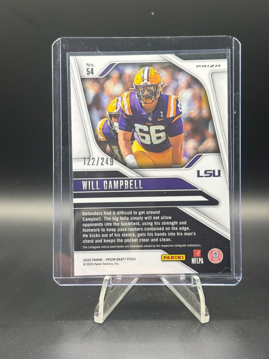 2025 Panini Prizm Draft Picks Will Campbell Blue Prizm #54 RC /249