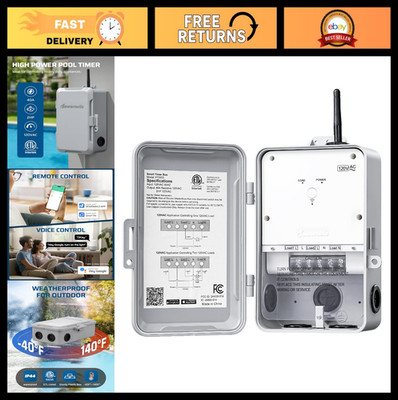 Heavy Duty Outdoor WiFi Pool Pump Timer, 40A 120VAC, Smart Life Compatible, Easy