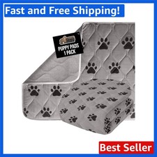 Durable Slip Resistant Dog Crate Mat - 18x12 Washable Puppy Pad in Paw Gray