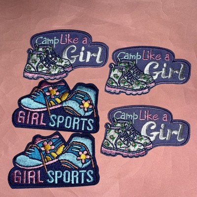 Camp Like A Girl Sports Girl Hiking Boot camping Fun Patches Badges Scouts Guide