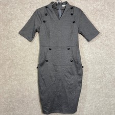 Grace Karin Dress Womens Medium Retro Short Sleeve Double Breasted Sheath Office