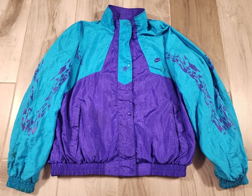 Vintage Nike Windbreaker Track Fleece Erwachsene L Tribal Flame Sleeves Distressed