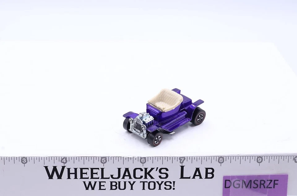Hot Heap Purple w/ White Interior 1968 Hot Wheels Mattel Vintage Redline RL - Image 3 of 4