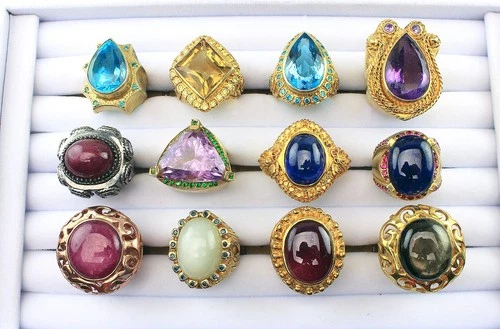 Lot 12 Ladies Fashion Rings Gold Tone Statement Assorted Sizes New Reseller Mix1