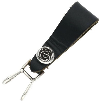 Chrome Hearts BELT LOOP Floral Ball Button Leather Belt Loop Black