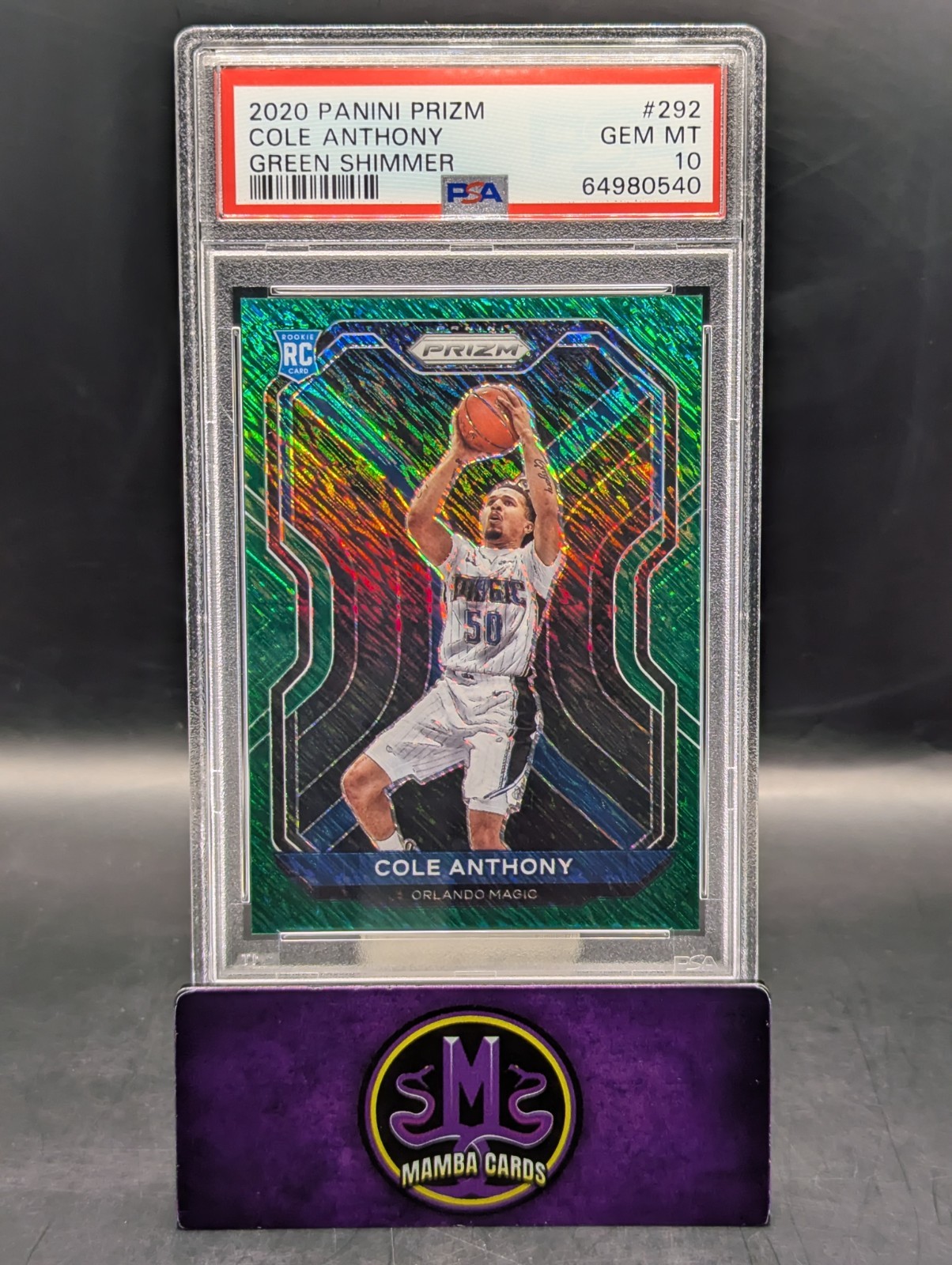 2020-21 Panini Prizm Cole Anthony Rookie Green Shimmer Prizm 5/5 PSA 10 GEM MINT