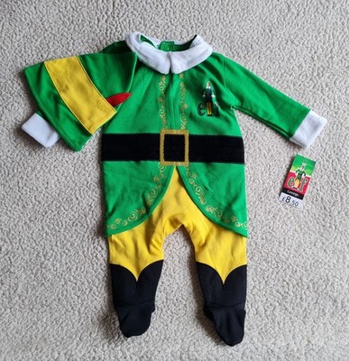 Buddy The Elf All In One & Hat Christmas Outfit 0-3 Months/To 12lbs Brand New WL
