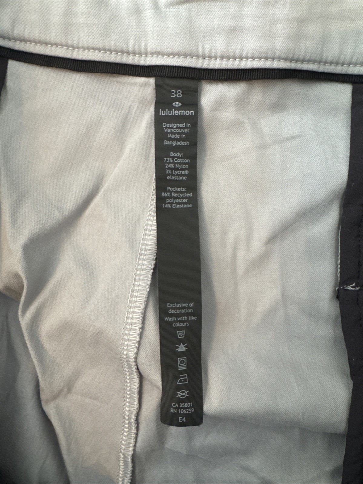 Lululemon ABC Commission Warpstream Pants 38 Men Gray LM5440SE Performance image 3