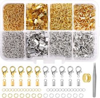 300 StüCk Kettenverschluss Set Karabinerverschluss Biegeringe Schmuck Gold