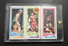 Topps 1979-80 Larry Bird, Julius Erving, Magic Johnson Rookie Cards (separated)