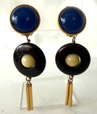 Gale Rothenstein II Deco Earrings Dangle Clip-on Semi Precious stone