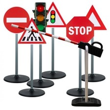 Road Safety Traffic Signs, Traffic Light & Parking Barrier Set. Big Set for Kids